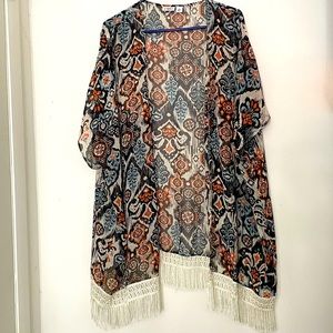 sheer fringe cardigan